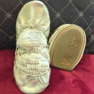 Nine West Metallic Gold Ballet Flats
